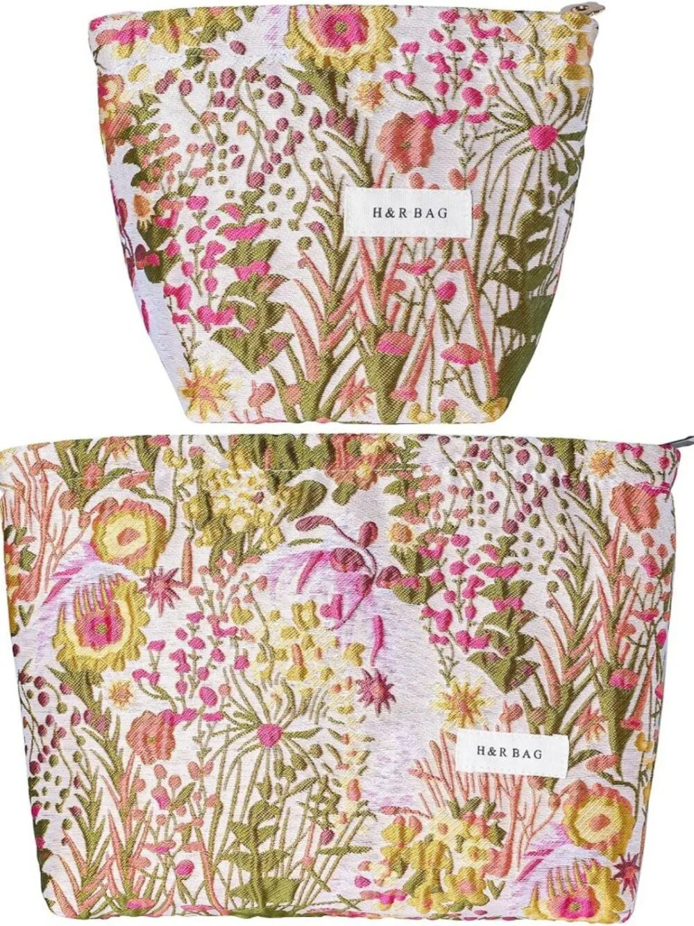 Large Floral Embroidery Makeup Bag | Vintage Cosmetic Pouch for Travel & Daily